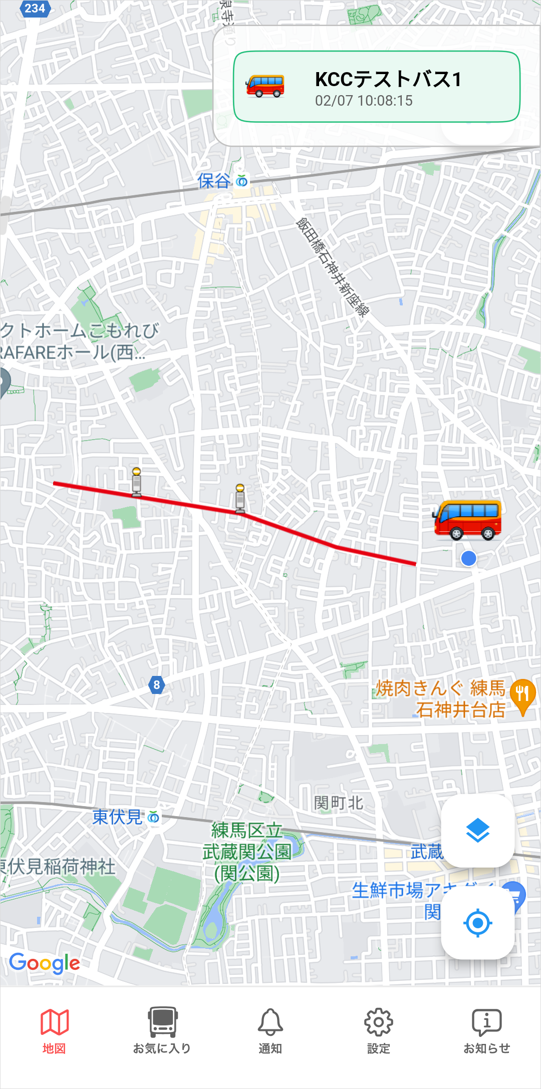 バスコースとバス停
