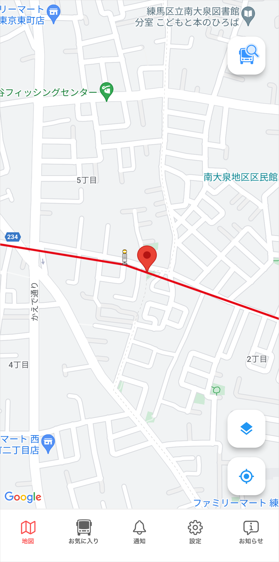 バス停接近通知位置