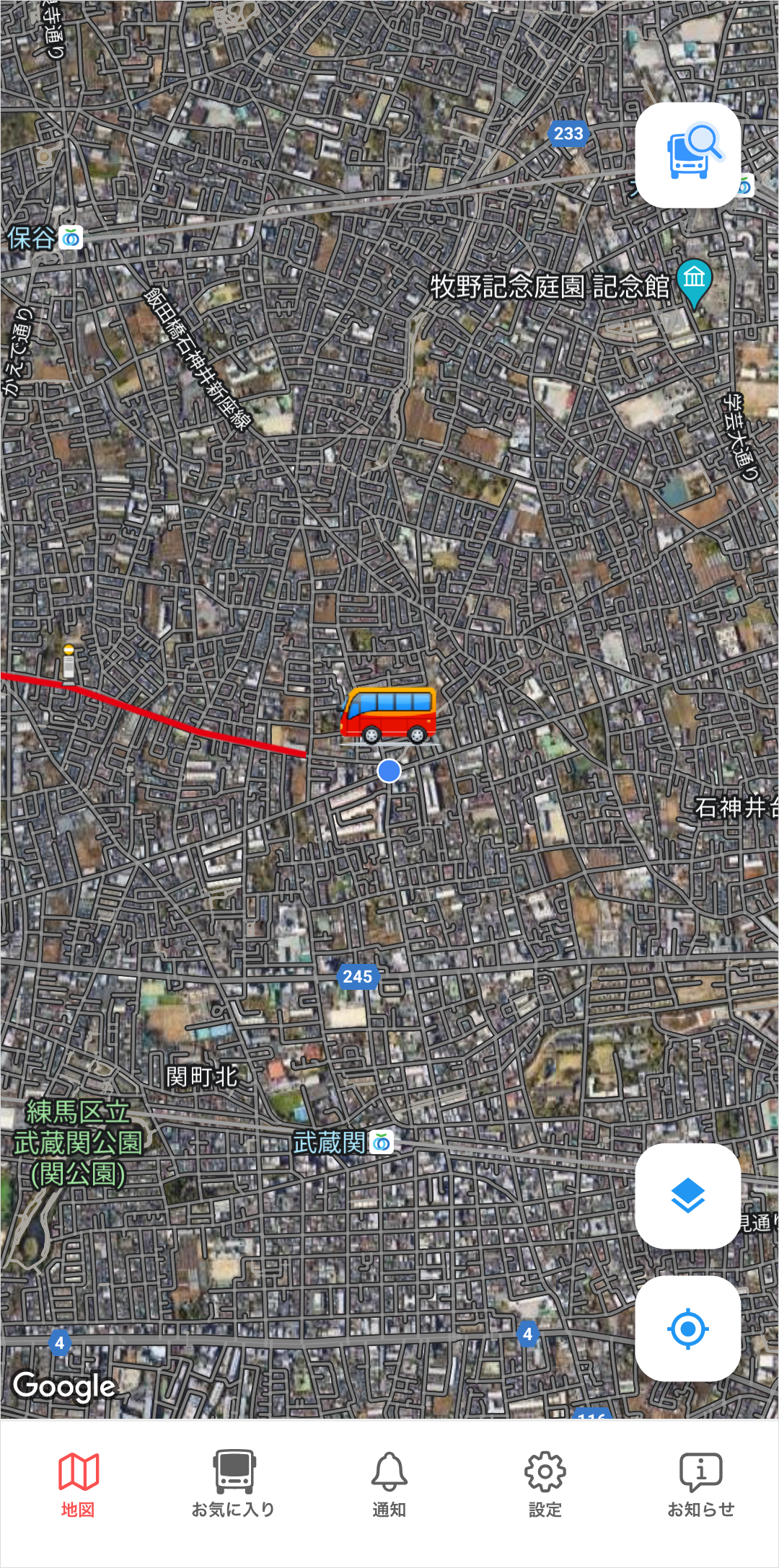 マップメニュー_航空写真選択(フル画面)